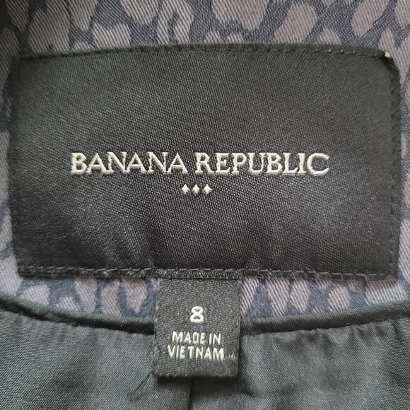 Banana Republic Womens Gray Black Animal Print Classic Deep V-Neck Blazer Size 8 - Picture 6 of 7